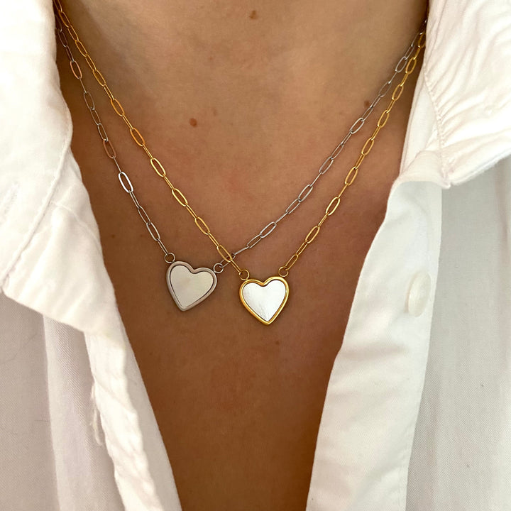 Penelope Pearl Heart Necklaces