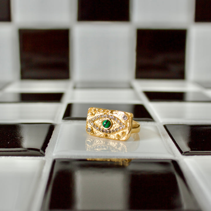 Watchful Goddess Evil Eye Ring