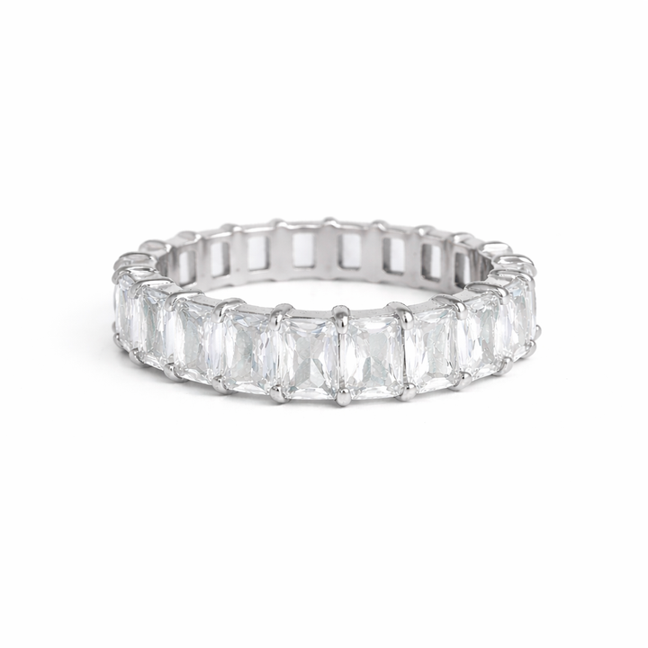 Baby Baguette Eternity Ring Silver
