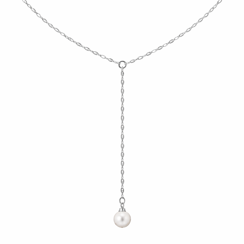 Glitter Pearl Lariat Silver