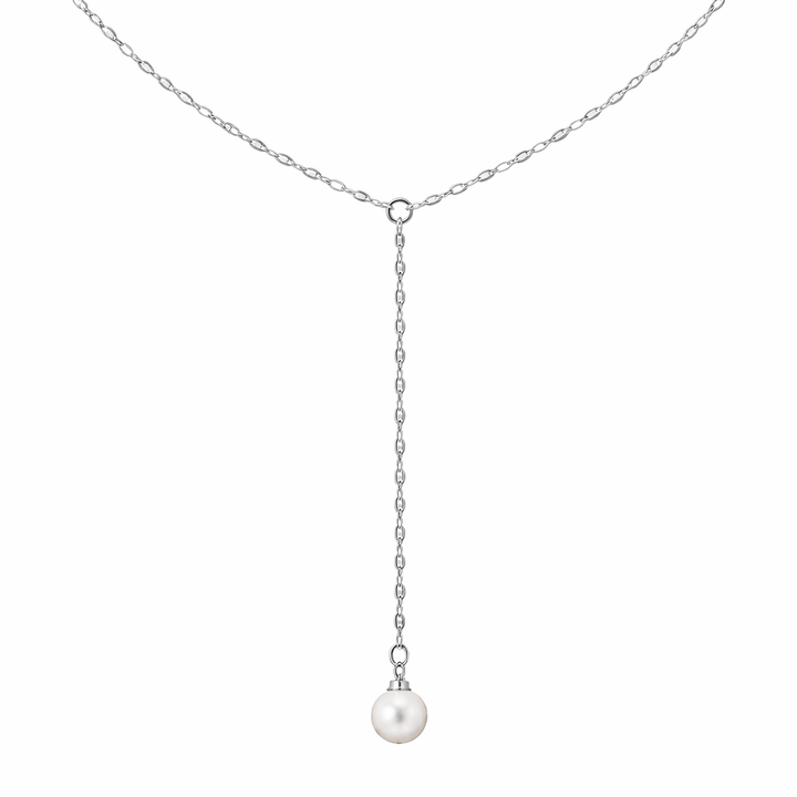 Glitter Pearl Lariat Silver