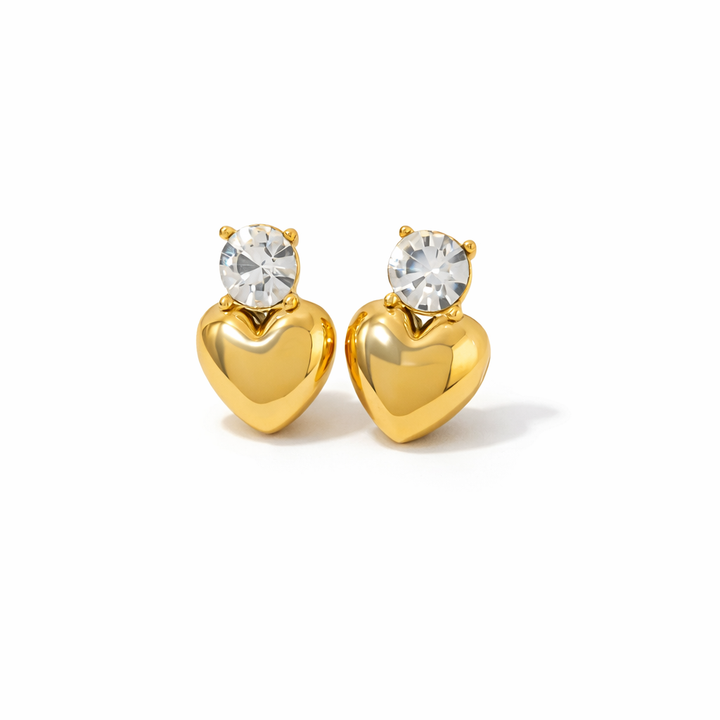 Diamond Heart Stud Earrings