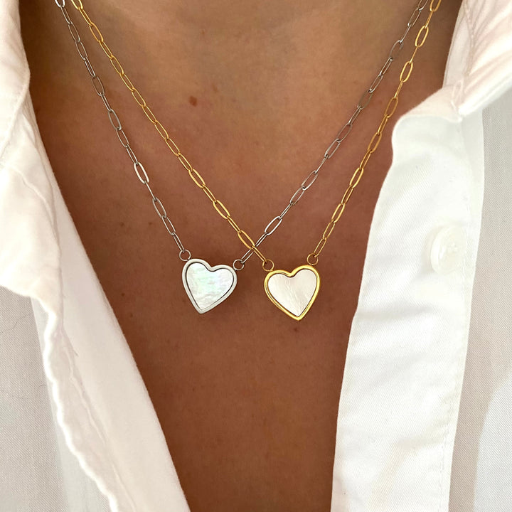 Penelope Pearl Heart Necklaces