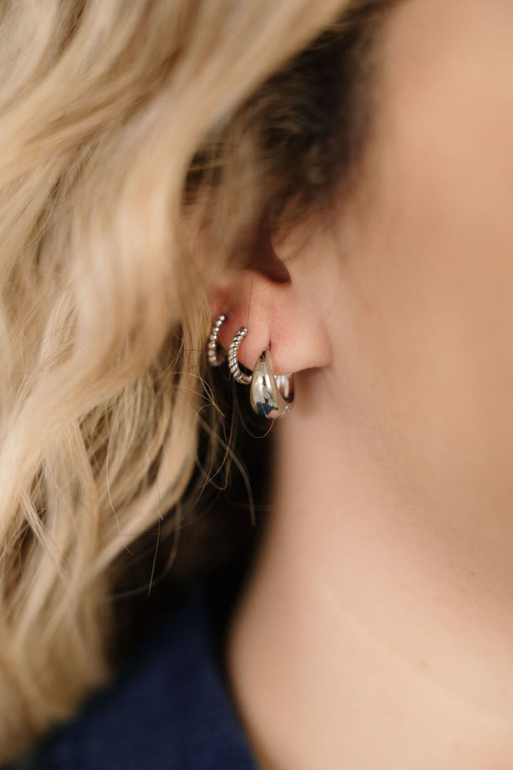 Tear Drop Huggies Silver