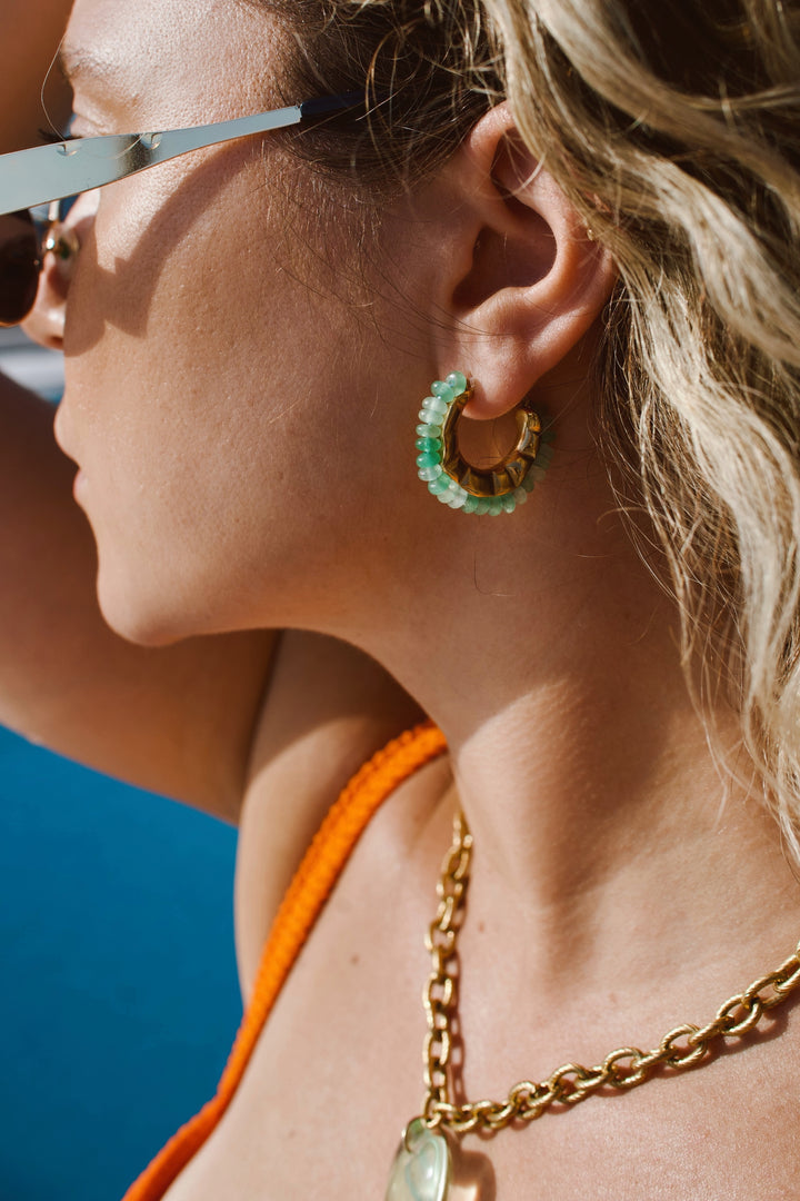Nerida Emerald Gemtstone Hoop Earrings