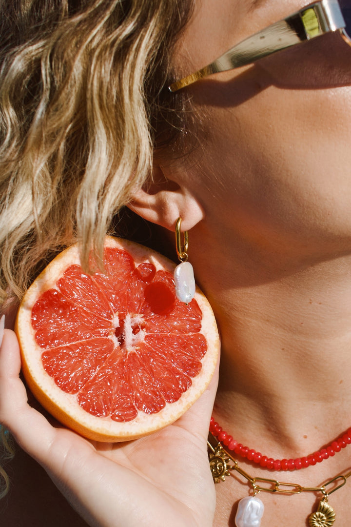 Solmare Pearl Hoop Earrings