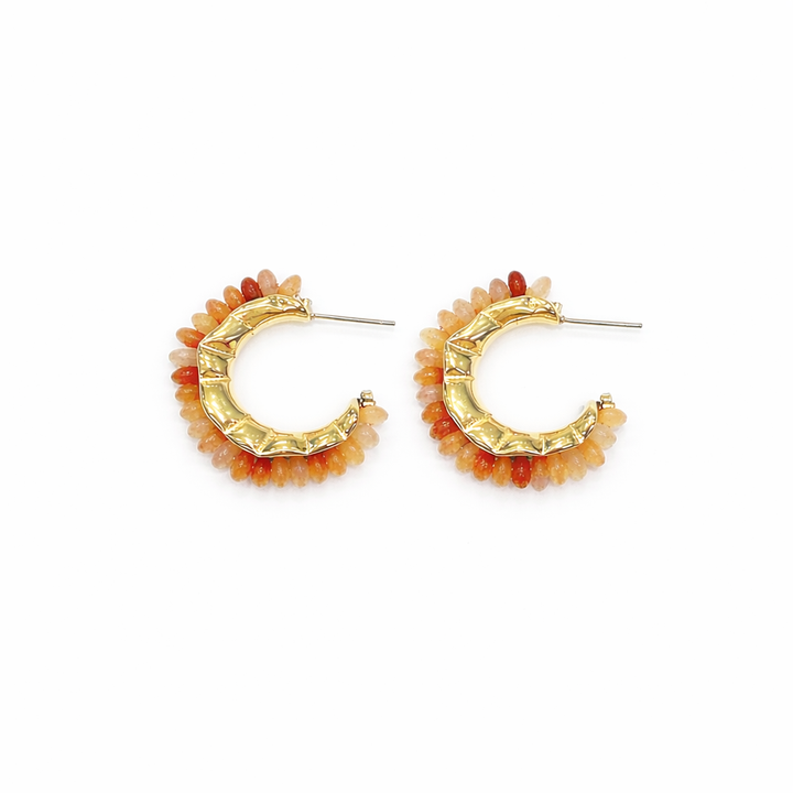 Nerida Coral Gemstone Hoop Earrings