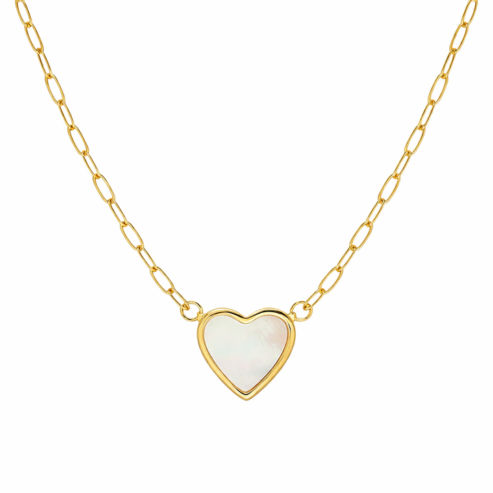 Penelope Pearl Heart Necklace Gold