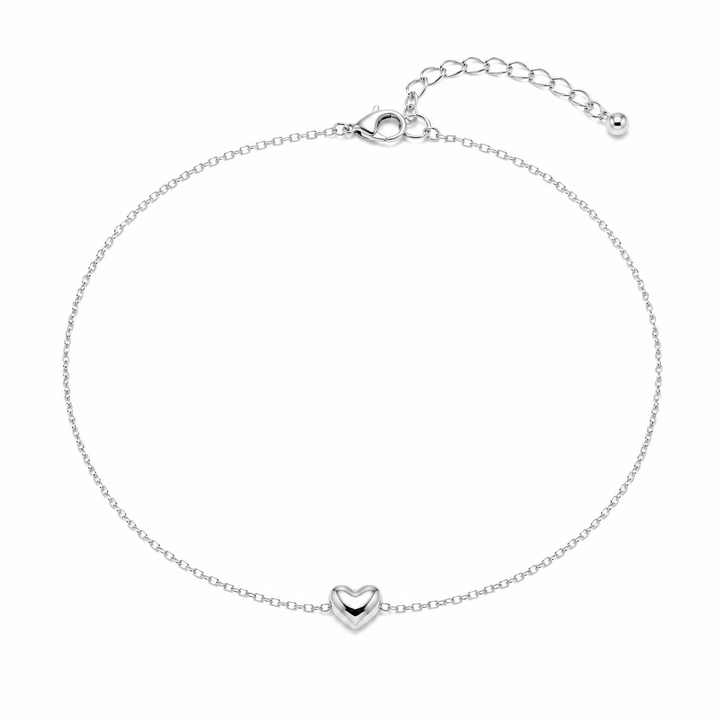 Delicate Heart Anklet Silver